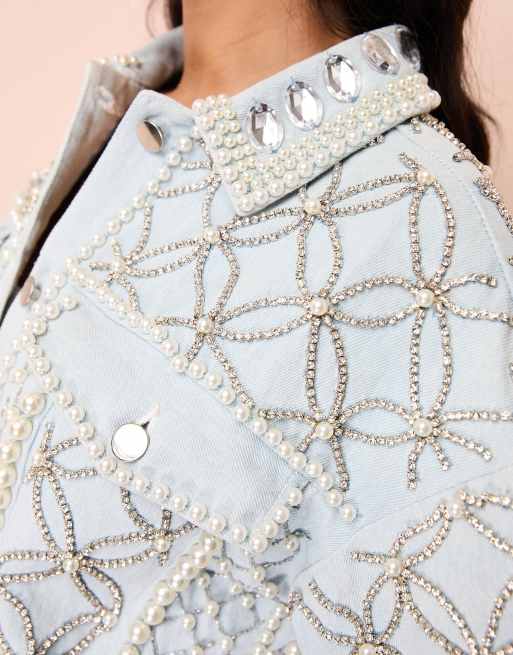 Giacca jeans perle e strass store