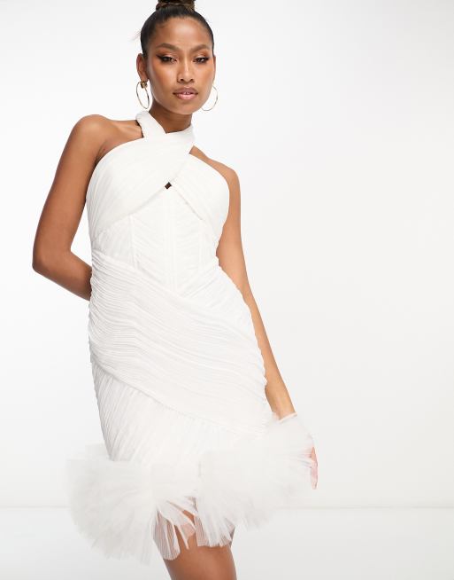 White high 2025 neck halter dress