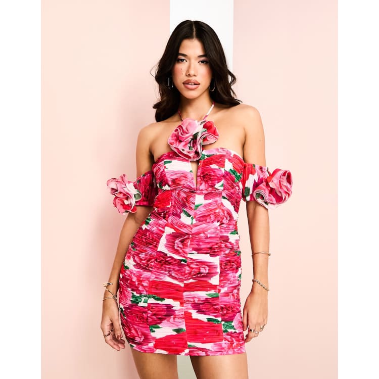 Corsage halter mini dress clearance
