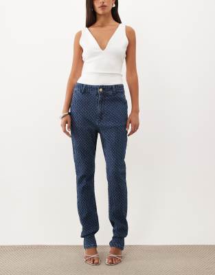 Asos Luxe Heart Loop Skinny Jeans In Blue