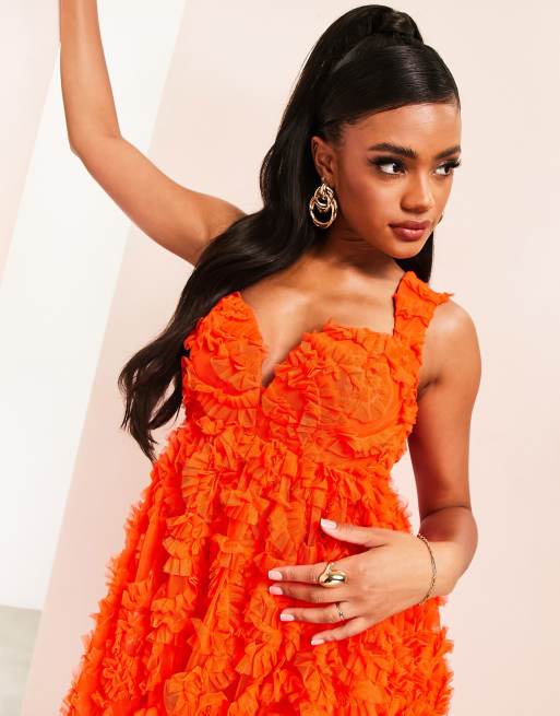 Asos orange cheap lace dress