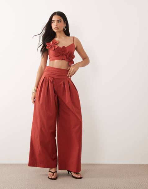 ASOS LUXE – Hose in Rostrot mit hohem Taillenbund - view 1