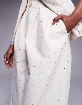 Asos Luxe Hot Fix Linen Wide Leg Pants