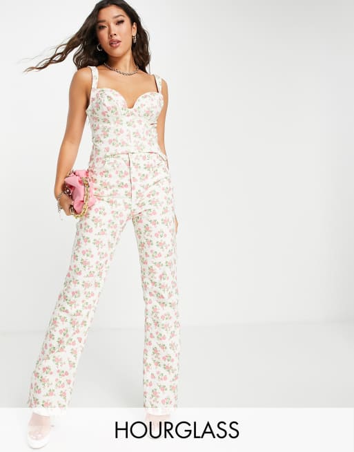 ASOS LUXE Hourglass - Jeans med lige ben og småblomstret print - Del af sæt