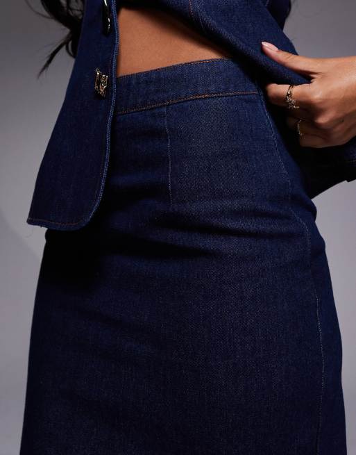 ASOS LUXE - Indigoblå maxinederdel i denim - Del af sæt, 2 af 5