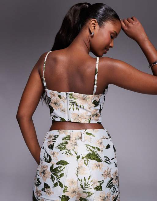 ASOS LUXE jacquard 3D floral top in floral print - part of a set