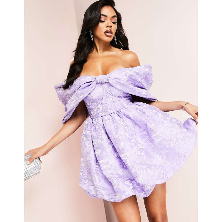 ANDRÉSD/bubble sleeve jacquard dress Jacquard Bubble Sleeve Belted Mini Dress | maurices