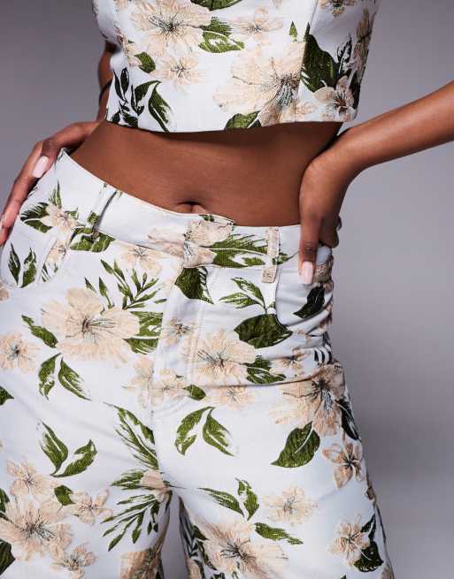 ASOS LUXE jacquard barrel leg pants in floral - part of a set