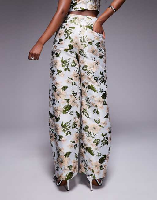ASOS LUXE jacquard barrel leg pants in floral - part of a set, 4 of 5