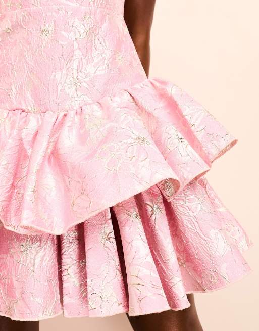 strapless open back dress Dusty Pink Floral Bustier Maxi Dress - Romantic Dresses main image 1