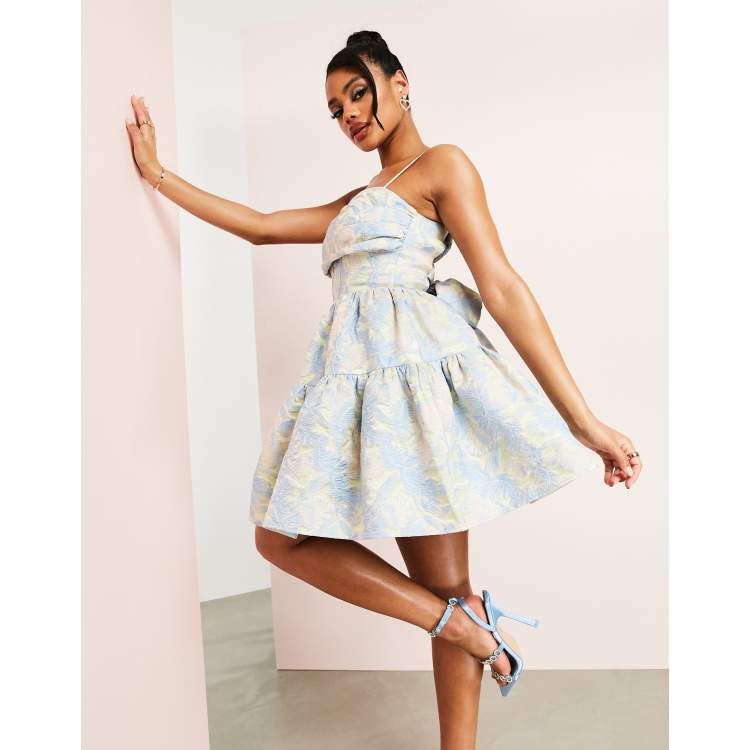 ASOS DESIGN Maternity nursing double layer mini skater dress with pleated  skirt in spot print, ASOS