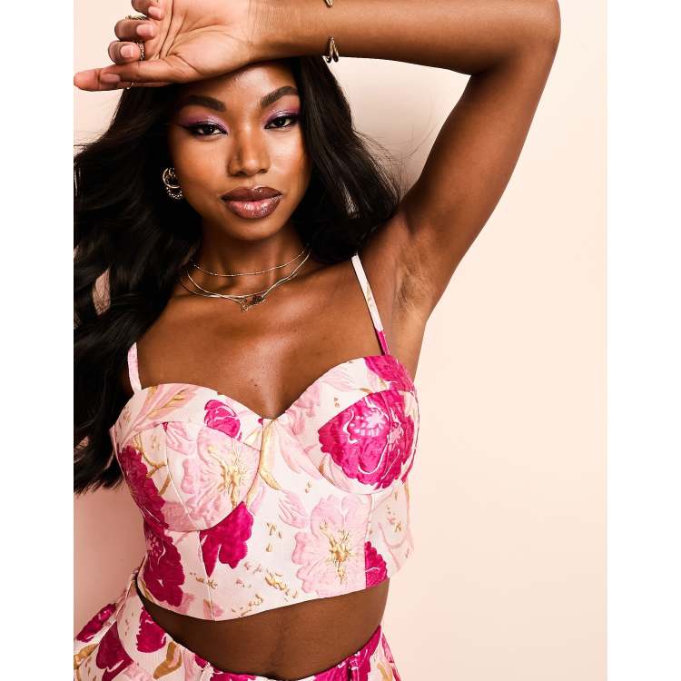 Collective the Label exclusive jacquard bralette in pink daisy