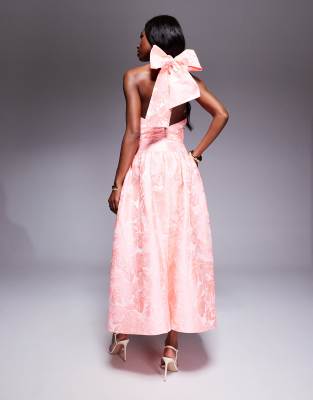 Shop Asos Luxe Jacquard Midaxi Dress With Bow