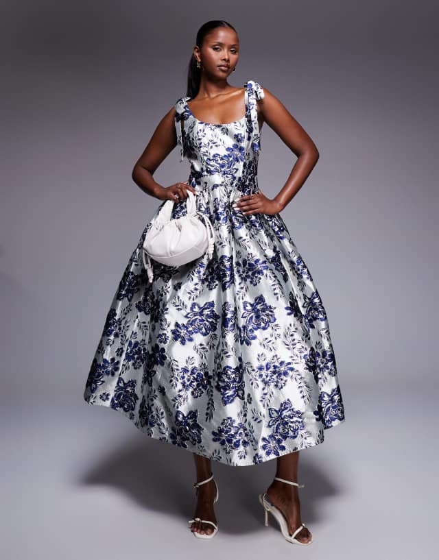 blue & white maxi dress Light Blue & White Floral Maxi Dress - All Dresses