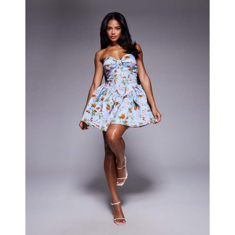 floral jacquard lace corset mini dress Blooming Chic Floral Jacquard Corset Mini Dress main image 0