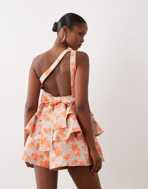 ASOS LUXE – Jacquard-Oberteil in Orange mit One-Shoulder-Träger, Kombiteil, 4 von 4