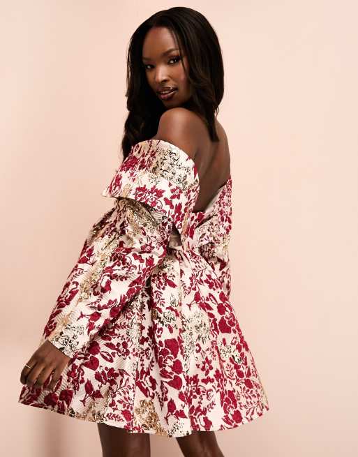 Asos floral off the shoulder dress sale