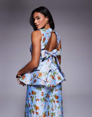 eaphi eaphi flower jacquard peplum tops