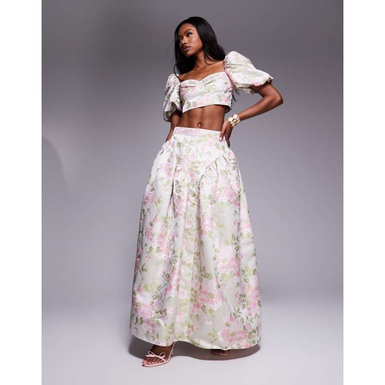 Floral Jacquard Volume Skirt ハーリップトゥ Stripe Jacquard Volume Skirt… - ecru - Launching March 26th