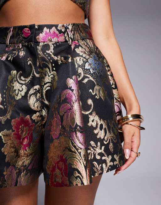 ASOS LUXE jacquard shorts in black and gold - part of a set, 5 of 5