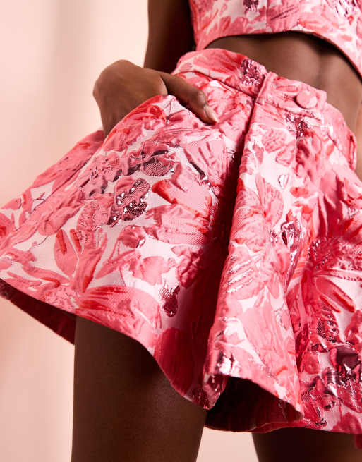 ASOS LUXE jacquard shorts in pink floral print - part of a set | ASOS