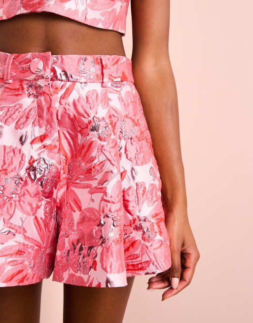 ASOS LUXE jacquard shorts in pink floral print - part of a set | ASOS
