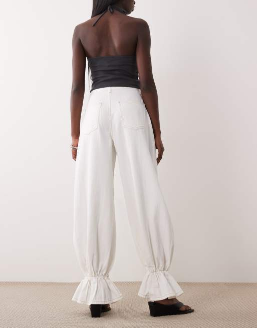 ASOS LUXE - Jean ballon délavé à taille froncée - Écru, 2 de 5