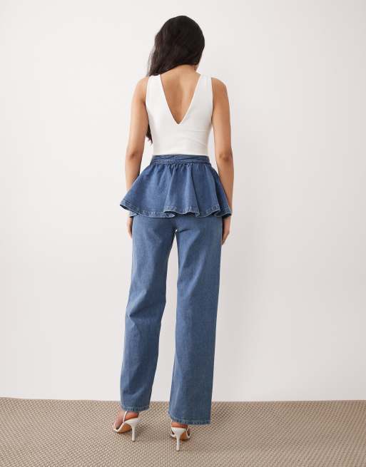 ASOS LUXE jean with overskirt detail in light blue