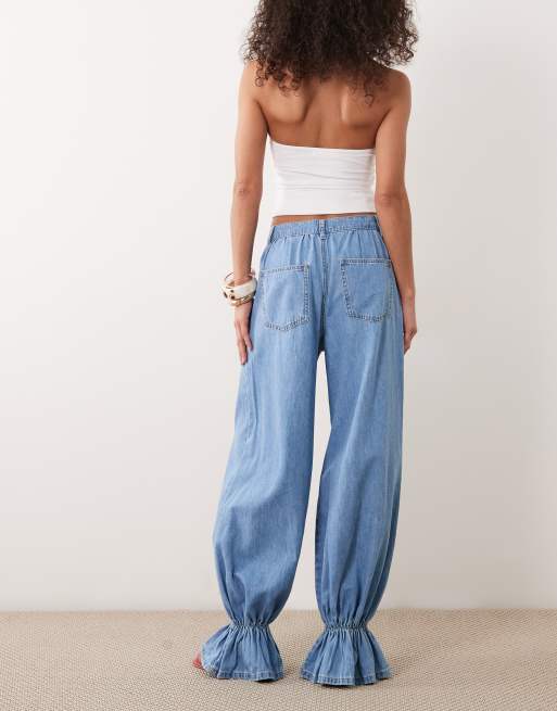 ASOS LUXE – Jeans in Bleach-Waschung mit Ballon-Schnitt und Paperbag-Taille, 3 von 5