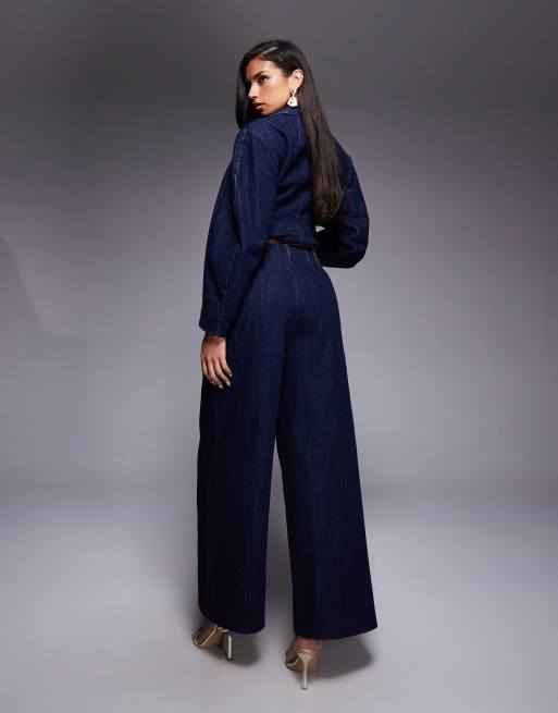 ASOS LUXE – Jeans in Indigo mit weitem Bein und Bundfalten, Kombiteil, 5 von 5