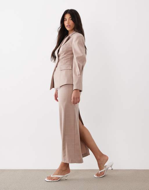 ASOS LUXE - Jupe crayon mi-longue d'ensemble à carreaux - Rose, 5 de 5