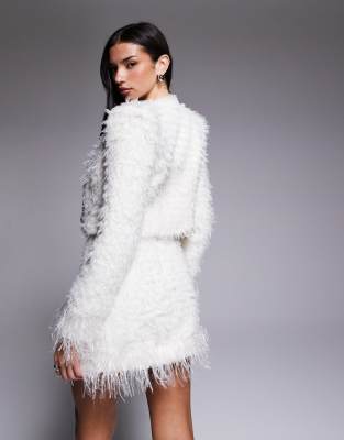 Asos Luxe Knit Jacket With Embellished Buttons In White