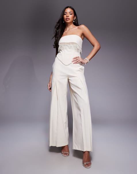 ASOS LUXE – Krämvitt set i linnemix - view 1