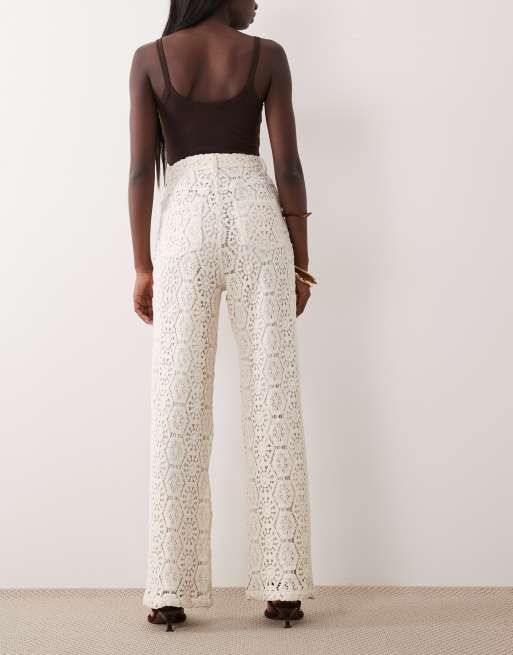 ASOS Luxe – Kremowe spodnie z szydełkowanej koronki, 5 z 5