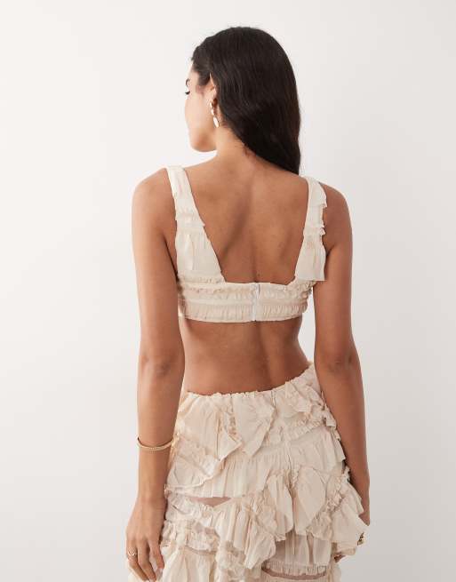 ASOS LUXE – Kurzes Korsett-Oberteil in Cremeweiß mit Rüschen, Kombiteil, 4 von 4