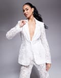 [ASOS LUXE] ASOS LUXE lace tailored blazer in ivory (part of a set)-White 6 IVORY