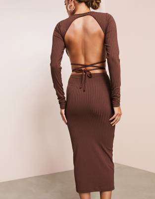 brown midi dress with sleeves