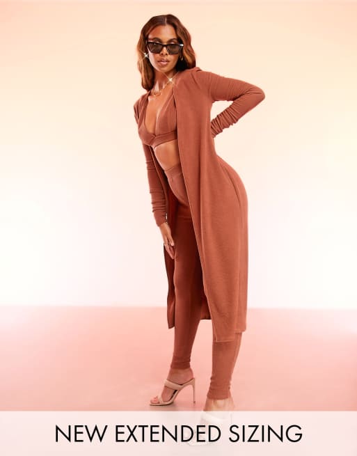 ASOS - LUXE Lounge - Maxi vest met mouwen met rimpeleffect in mahonie