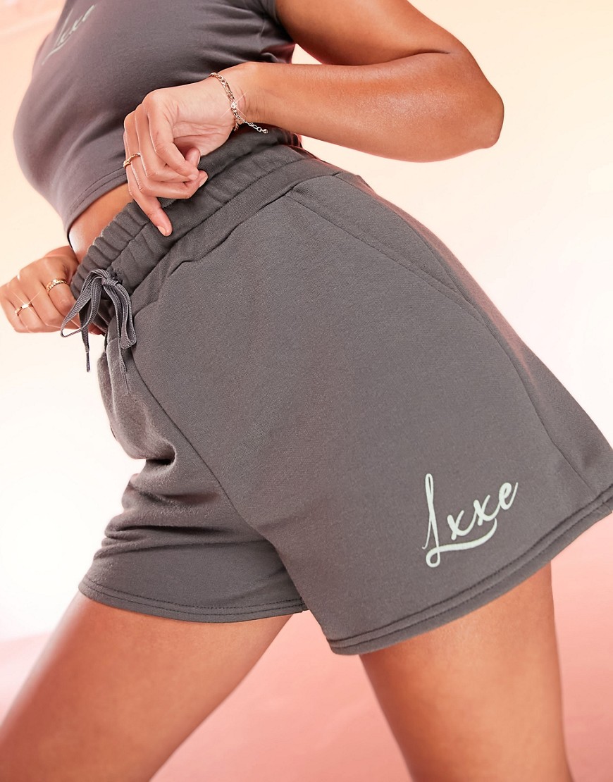 ASOS LUXE Lounge sweat boxer shorts in charcoal-Grey