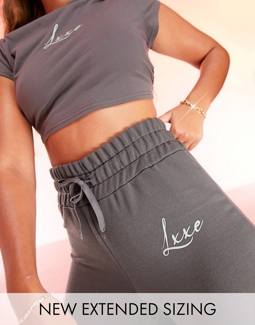 Asos Luxe Lounge Wide Leg Sweatpants In Charcoal-grey