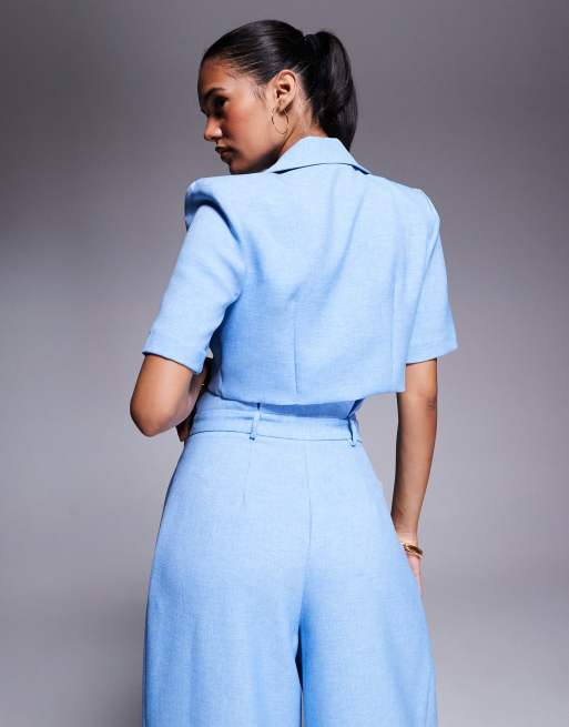 ASOS LUXE - Lyseblå cropped skjorte med skræddersyet pasform - Del af sæt, 4 af 4
