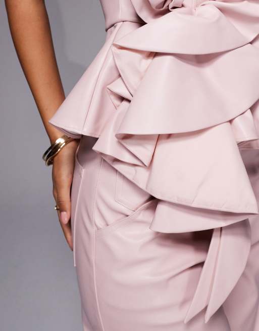 ASOS LUXE - Lyserød bandeau-top med corsage-detalje i PU - Del af sæt, 2 af 4