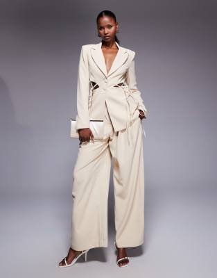 Asos Luxe Macrame Blazer In Neutral