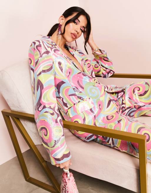 ASOS Luxe – Marynarka garniturowa z cekinowym wzorem w stylu lat 70. 