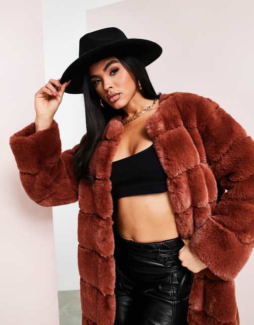 Asos red hot sale fur coat