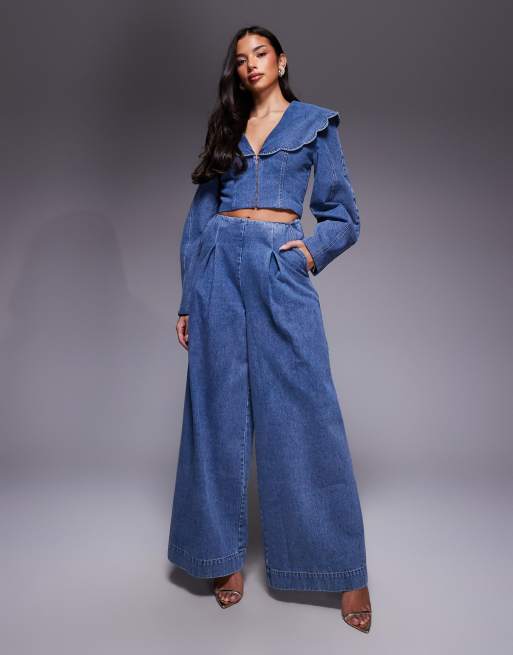 ASOS LUXE – Mellanblått set i denim, 3 av 3
