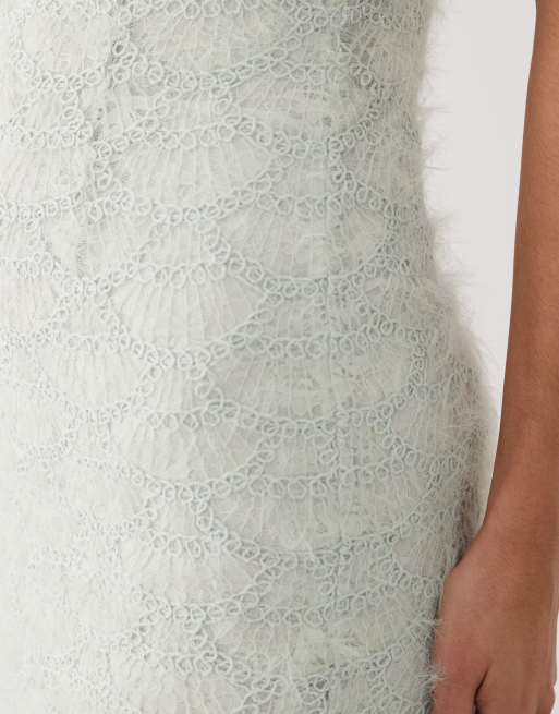 ASOS Luxe – Miętowa teksturowana sukienka midi z organzy, 3 z 4