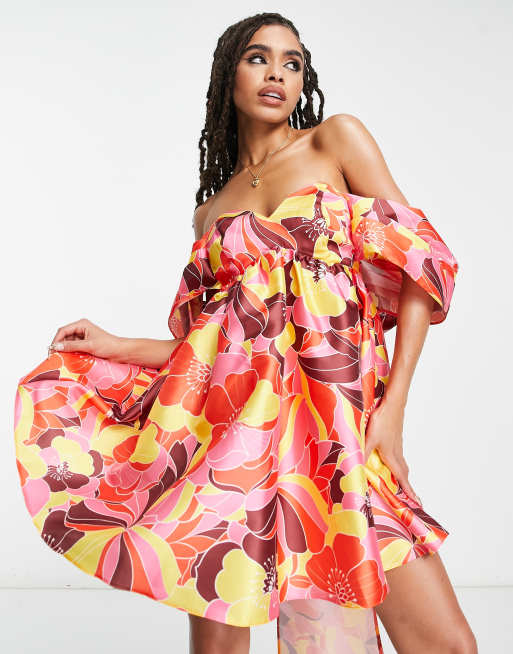 Asos off the shoulder floral outlet dress