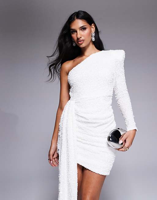 white sequin dress Thats So Fetch | Nara | Pair her with Black strappy heels and simple jewellery for a glam god look Irina White Sequin Mini Dress