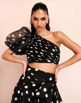 売れ筋商品|||カールラガーフェルド カットソー トップス レディース Women's Dot-Print Organza Flutter-Sleeve Blouse Black/ Soft White Black See Through Tops Polka Dot Ruffles High Neck Pullover